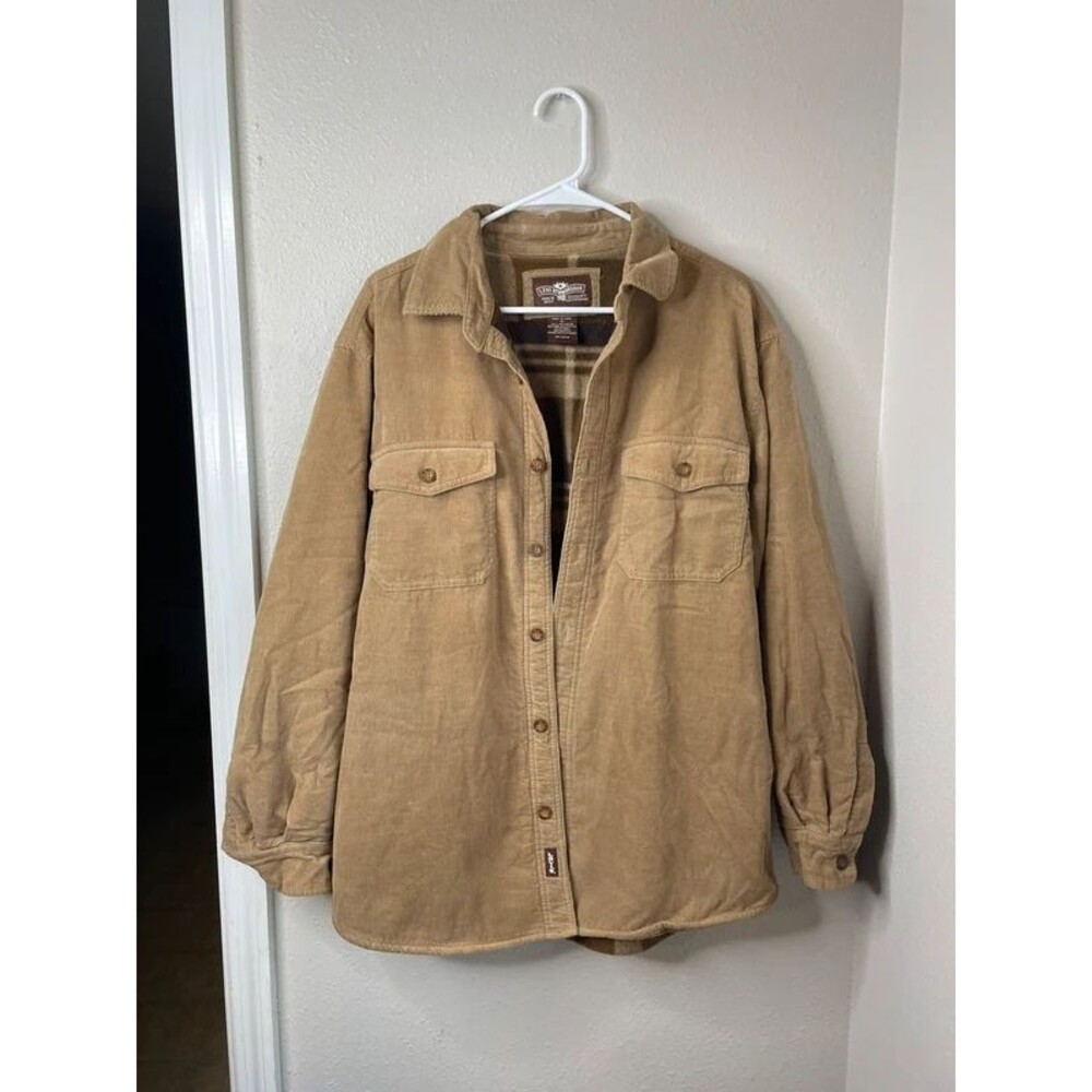 Levi’s Men’s Medium Tan Corduroy Fleece Lined Shirt Jacket Plaid Shacket